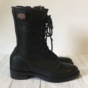 Harley Davidson Black Leather Boots Size 8